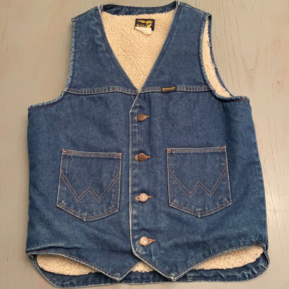 Vintage Wrangler Sherpa lined denim vest